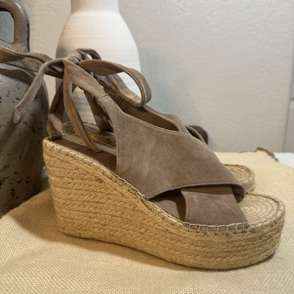 🔥Marc Fisher Platform Sandals SZ 8 Revolve Andria Espadrilles Beige Suede $149